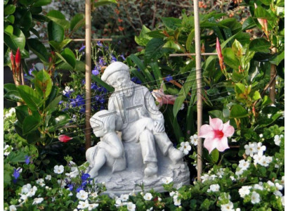 Décoration de jardin Statue de Grand-père Petit-fils Sculpture Figurines Sculptures